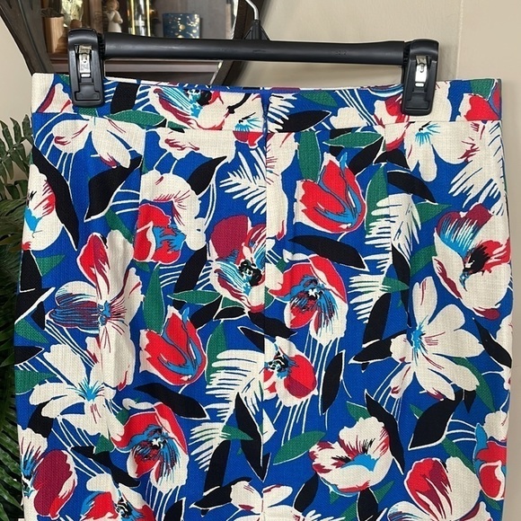 Brand New J. Crew Basket Weave Cotton Bright Floral Lined Pencil Skirt - Picture 5 of 12
